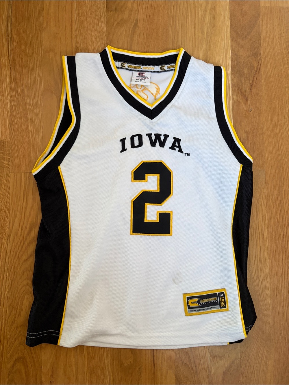 Colosseum White Black & Yellow Iowa #2 Basketball Jersey